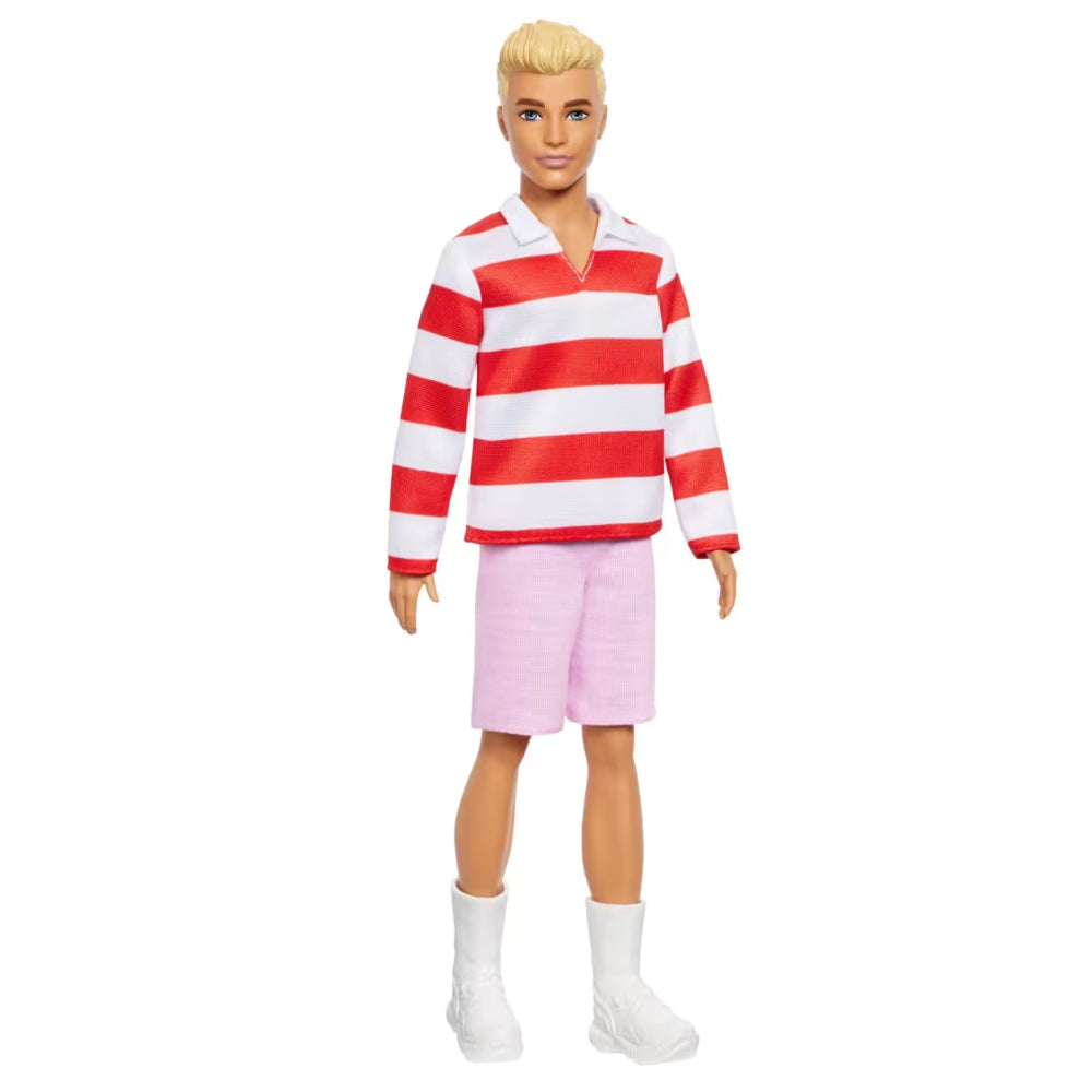 Barbie Fashionistas Ken Doll #241 in Red Striped Top And Pink Shorts With White Sneakers, Blonde