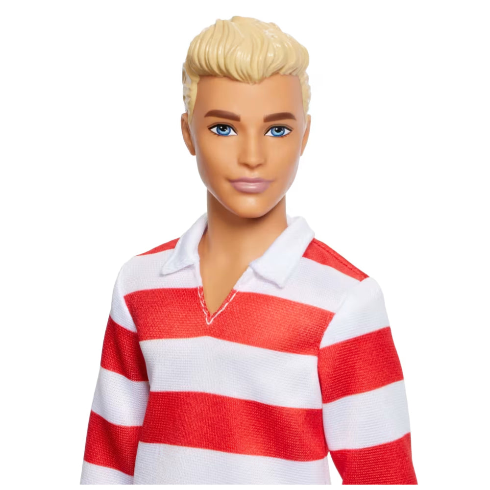Barbie Fashionistas Ken Doll #241 in Red Striped Top And Pink Shorts With White Sneakers, Blonde