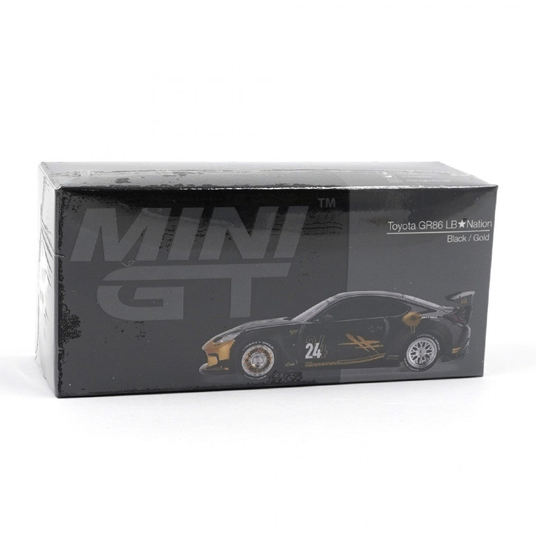 Mini GT 1024 - Toyota - Toyota GR86 LB Nation Black / Gold  - Scale 1:64