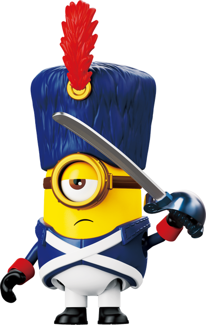Minion character in a French revolutionary outfit with a sword on a white background