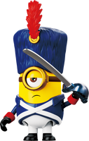 Minion character in a French revolutionary outfit with a sword on a white background