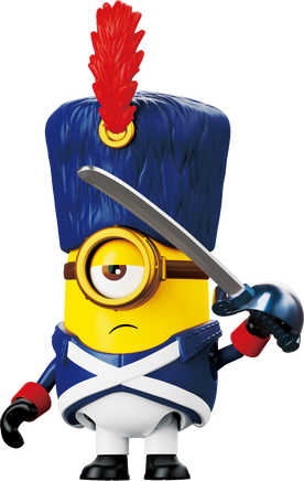 Minion character in a French revolutionary outfit with a sword on a white background
