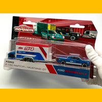 Majorette Race Trailer - Ford F150 Raptor - Mustang GT scale 1:64