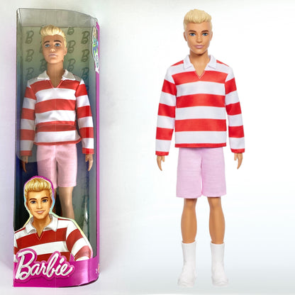 Barbie Fashionistas Ken Doll #241 in Red Striped Top And Pink Shorts With White Sneakers, Blonde