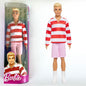 Barbie Fashionistas Ken Doll #241 in Red Striped Top And Pink Shorts With White Sneakers, Blonde