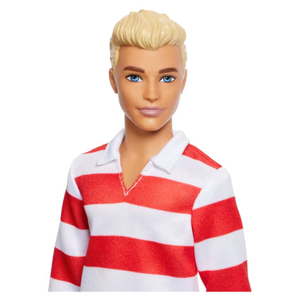 Barbie Fashionistas Ken Doll #241 in Red Striped Top And Pink Shorts With White Sneakers, Blonde