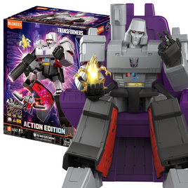 Transformers action figure with packaging in the background