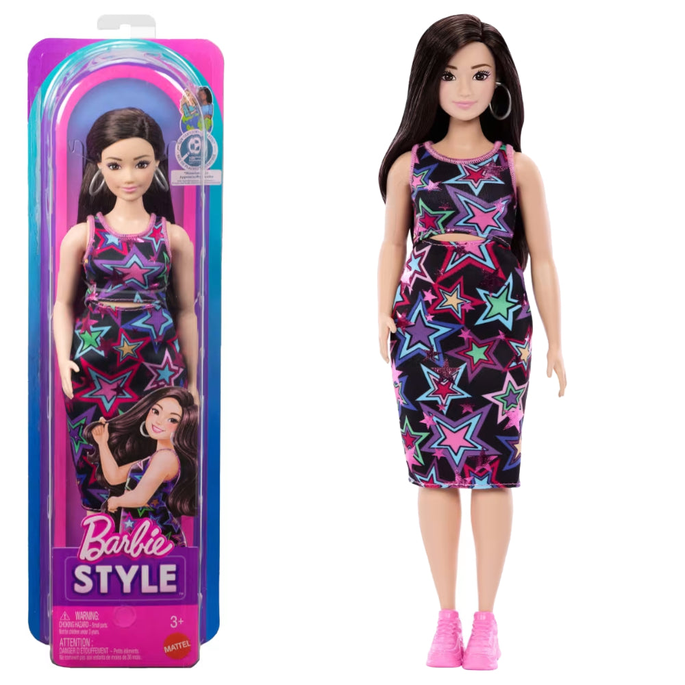 Barbie Fashionistas Style Doll #251 in Star Print Dress, Pink Sneakers ...