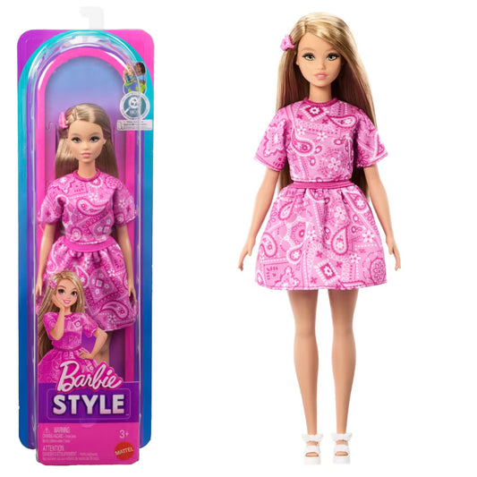 Barbie Fashionistas Style Doll #249 in Pink Paisley Skirt, Pink Paisley Top, Blonde Hair
