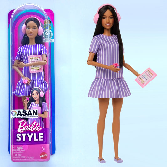 Barbie Fashionistas Doll #245 in Purple Striped Dress