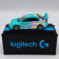 Tarmac Works - Mitsubishi Lancer Eco X Logitech G Next Dimension with Container - Hobby 64 - Scale 1:64