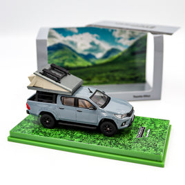 Tarmac Works - Toyota Hilux Grey with Camping Tent - Road 64 - Scale 1:64