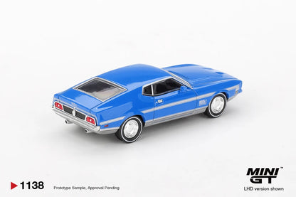 Mini GT 1138 -  Ford Mustang - Ford Mustang Mach 1 Grabber Blue - Scale 1:64