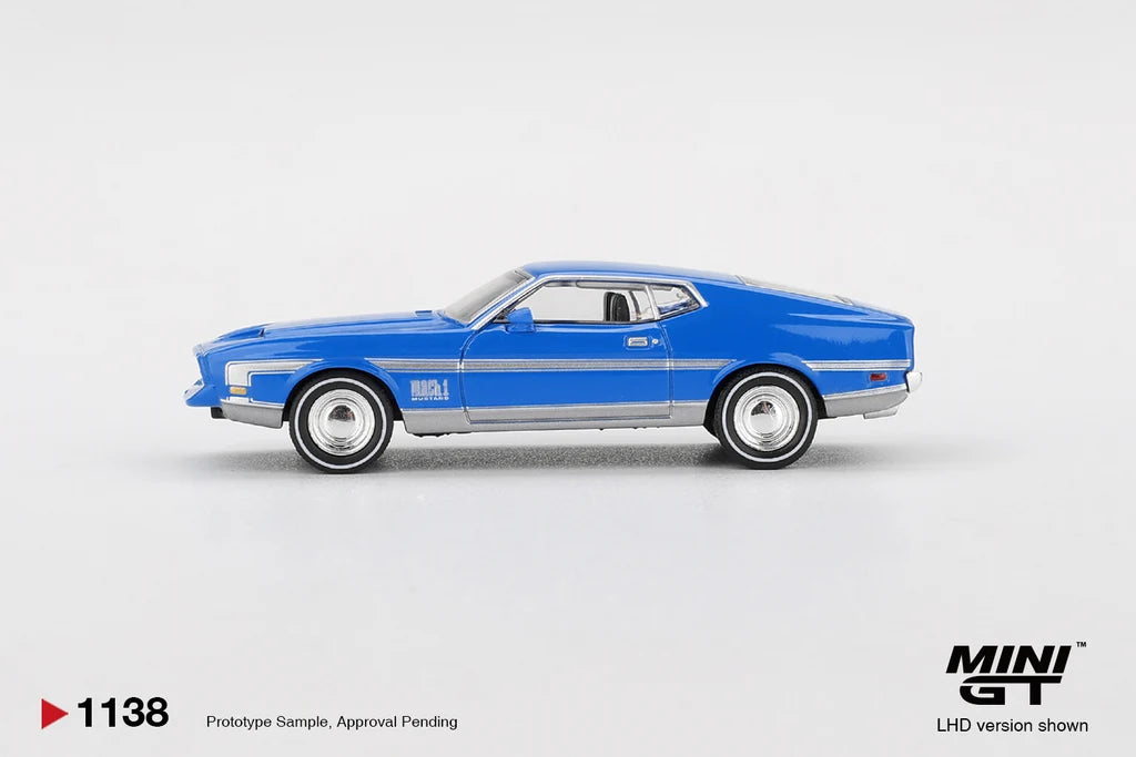 Mini GT 1138 -  Ford Mustang - Ford Mustang Mach 1 Grabber Blue - Scale 1:64