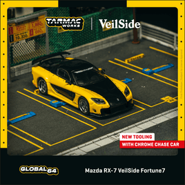 Preorder - Tarmac Works -  Mazda RX-7 VeilSide Fortune 7 Yellow / Black