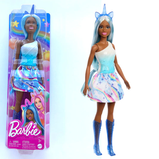 Barbie Unicorn Doll With Blue Hair, Ombre Outfit And Unicorn Accessories