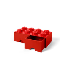 Lego Brick Drawer 8 knobs Red