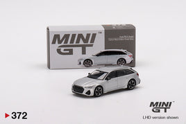 Mini GT 372 - Audi RS 6 Avant - Carbon black Edition Florette Silver - Scale 1:64