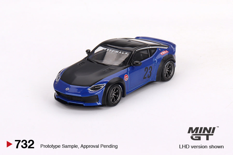 Mini GT Nissan Z - Nissan Z LB Nation Works Seiran Blue 732 scale 1:64