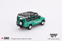 Mini GT - Land Rover Defender 110 1985 County Station Wagon Trident Green - 590