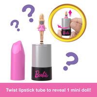 Barbie Mini Barbieland Fashionistas Dolls, 1.5-Inch Dolls in Lipstick Tube, Surprise Reveal (Bubblegum Pink)