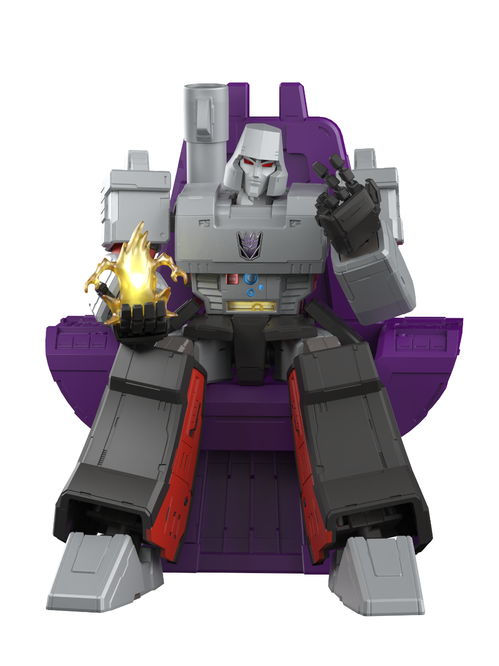 Transformers action figure with purple and gray color scheme on a white background