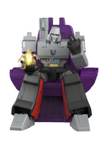 Transformers action figure with purple and gray color scheme on a white background