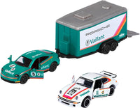 Majorette Race Trailer - Porsche Taycan Turbo S and Porsche 934 scale 1:64