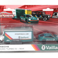 Majorette Race Trailer - Porsche Taycan Turbo S and Porsche 934 scale 1:64