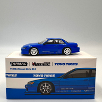 Tarmac Works Global 64 - Vertex Nissan Silvia S13 Toyo Tires - Blue - 1/64 scale