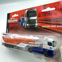 Majorette Transporter - Mercedes Benz Actros with Low bed trailer and Space Rocket scale 1:64